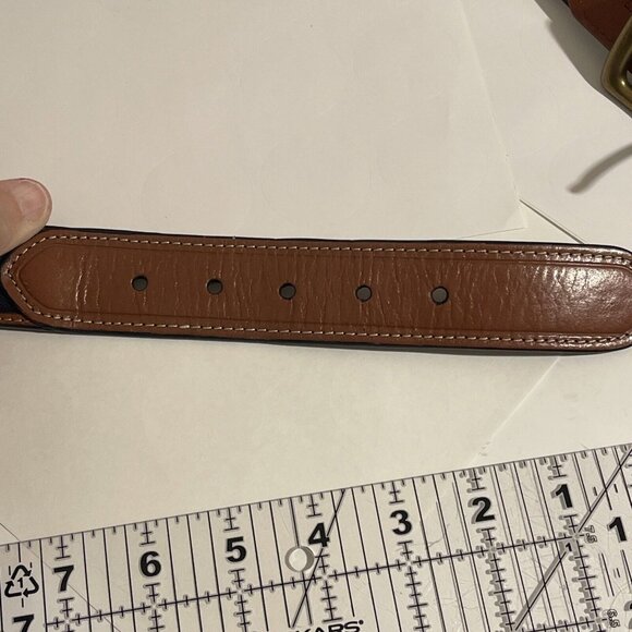 Tommy Hilfiger cowhide buffalo leather brass buckle canvas nautical belt 32/80 - Picture 11 of 16